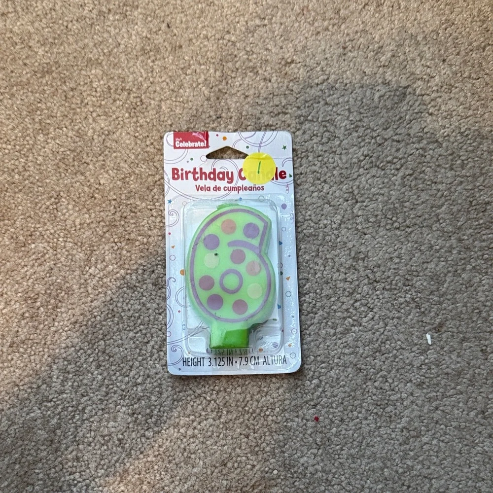 Birthday Candle Number 6 - Green and Purple